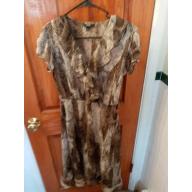 MSK Brown and White, Short Sleeve Summer Dress - Size SMALL
