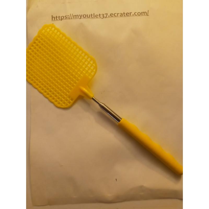 Extendable Yellow Fly Swatter Plastic Stainless Steel - Brand New