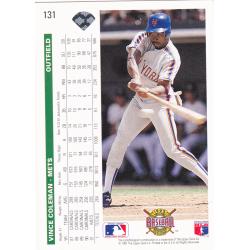 Vince Coleman #131 - Mets Upper Deck 1991 Baseball Trading Card