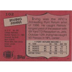 Irving Fryar #102 - Patriots 1987 Topps Football Trading Card