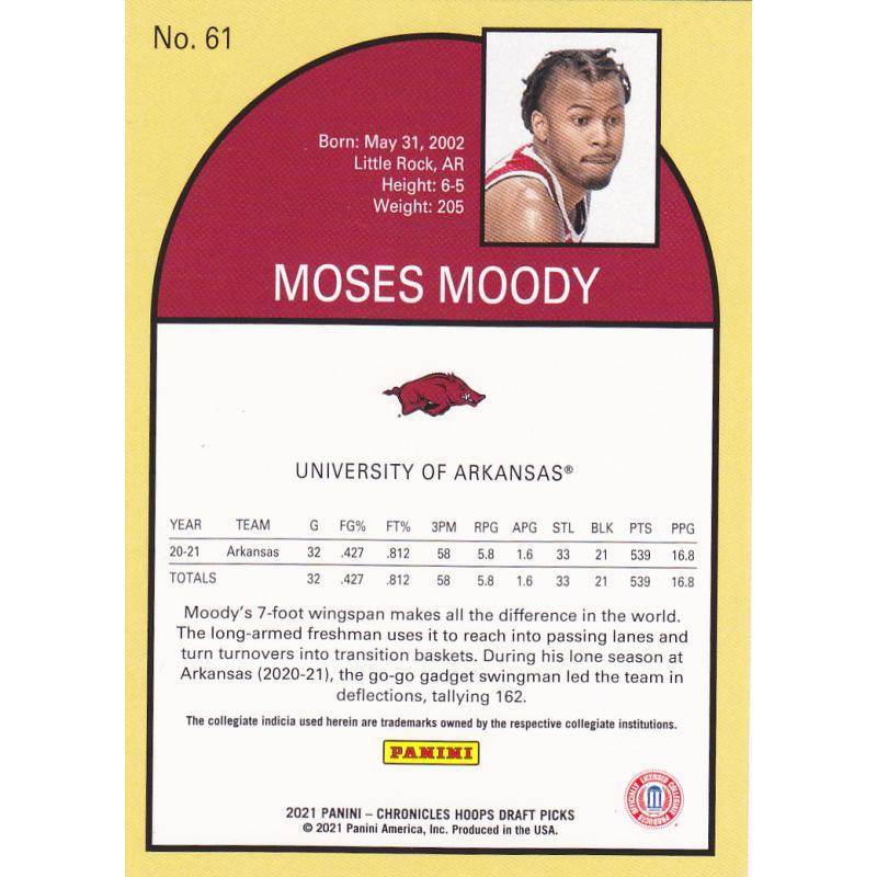Moses Moody #61 - Warriors 2021 Panini Rookie Basketball Trading Card
