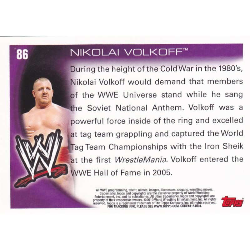 Nikolai Volkoff #86 - WWE Topps 2010 Wrestling Trading Card