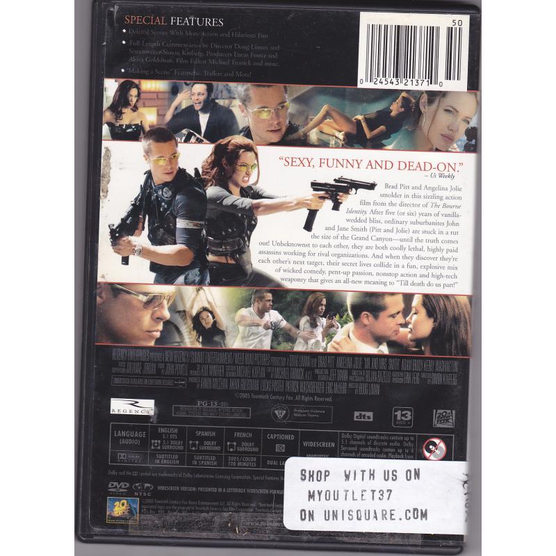 Mr. and Mrs. Smith DVD 2005 widescreen - Very Good