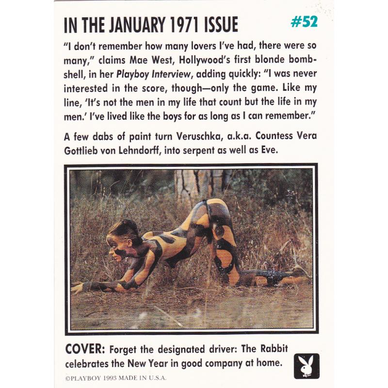 January 1971 Issue #52 Playboy 1993 Adult Sexy Trading Card