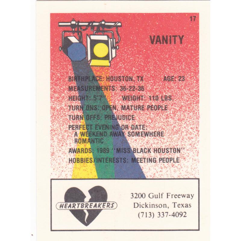 Vanity #17 - Center Stage 1992 Adult Sexy Trading card