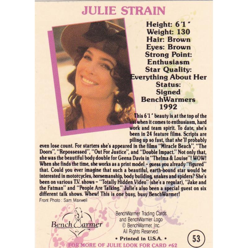 Julie Strain #53 - Bench Warmers 1992 Sexy Trading Card