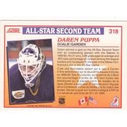 Daren Puppa #318 - Sabres 1990 Score Hockey Trading Card