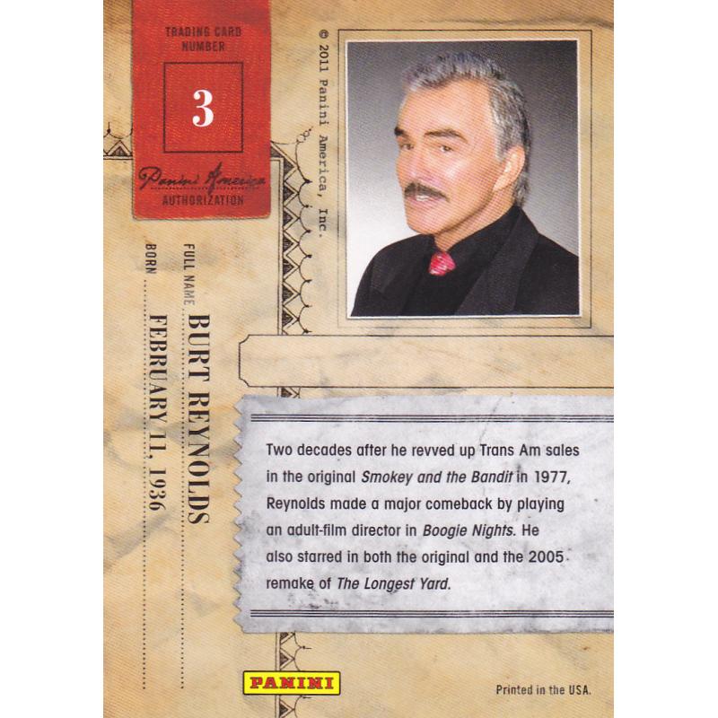 Burt Reynolds #3 - Panini Americana 2011 Trading Card