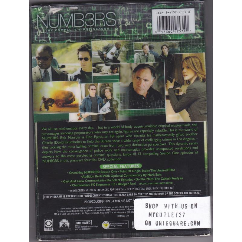 Numb3rs - Complete 1st Season 2006 DVD 4-Disc Set - Very Good