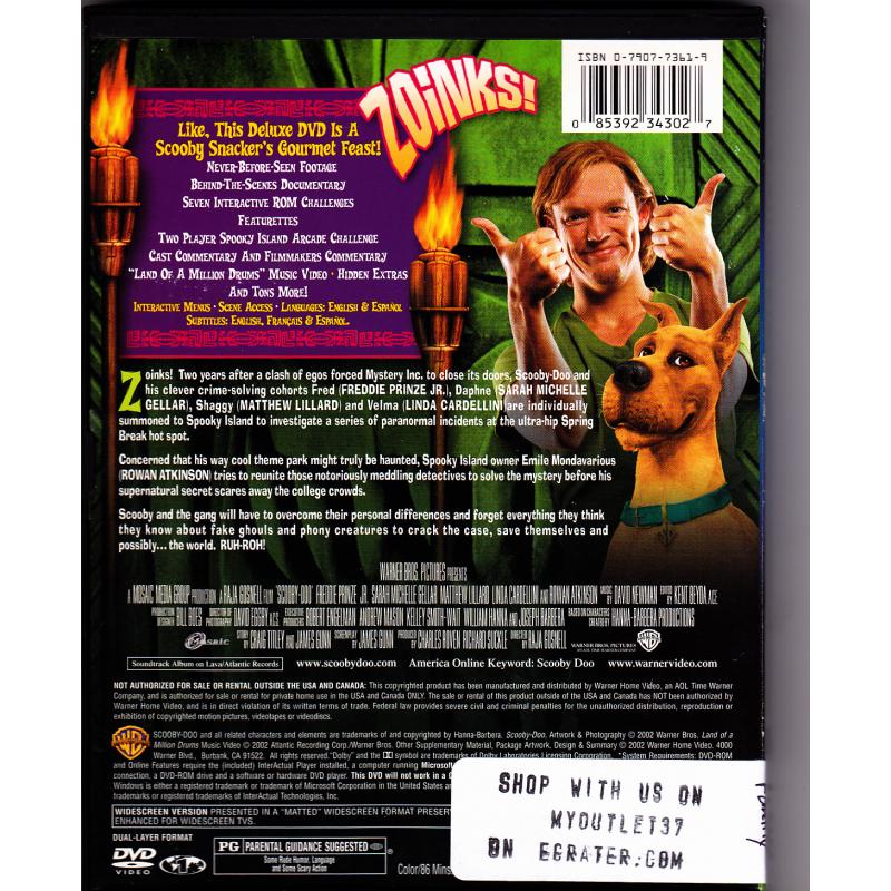 Scooby Doo - The Movie DVD 2002 Widescreen - Very Good