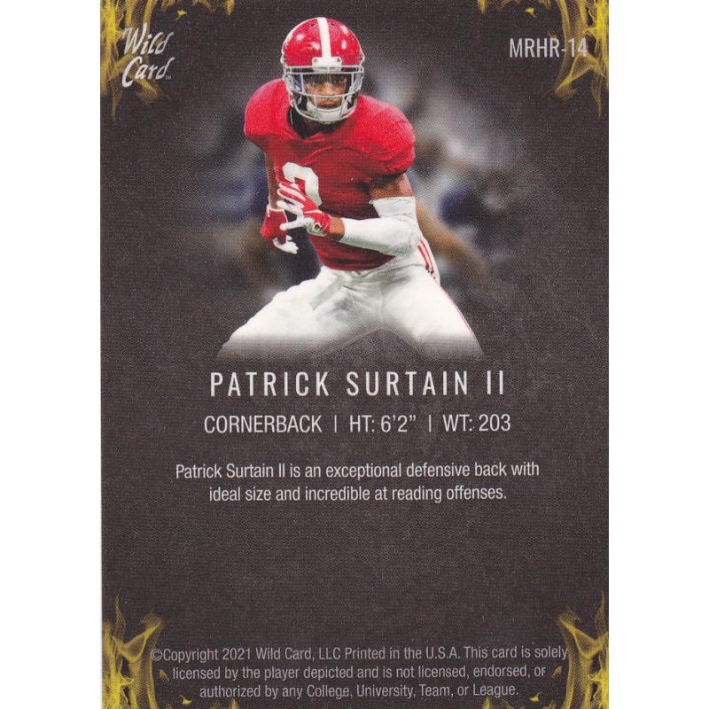 Patrick Surtain II #MRHR-14 - Broncos 2021 WC Matte Rookie Football Trading Card