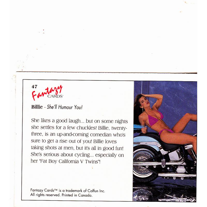 Billie #47 - Fantazy 1992 Sexy Trading Card