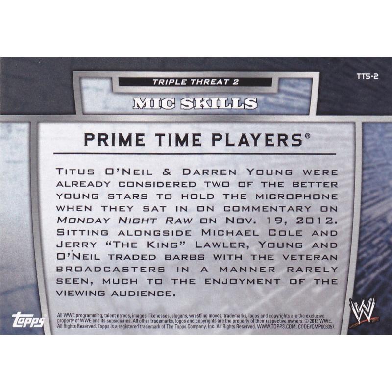 Prime Time #TT5-2 - WWE 2013 Topps Wrestling Trading Card
