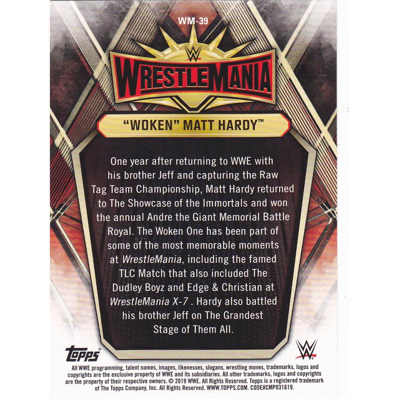Matt Hardy #WM39 - WWE Topps 2019 Wrestling Trading Card