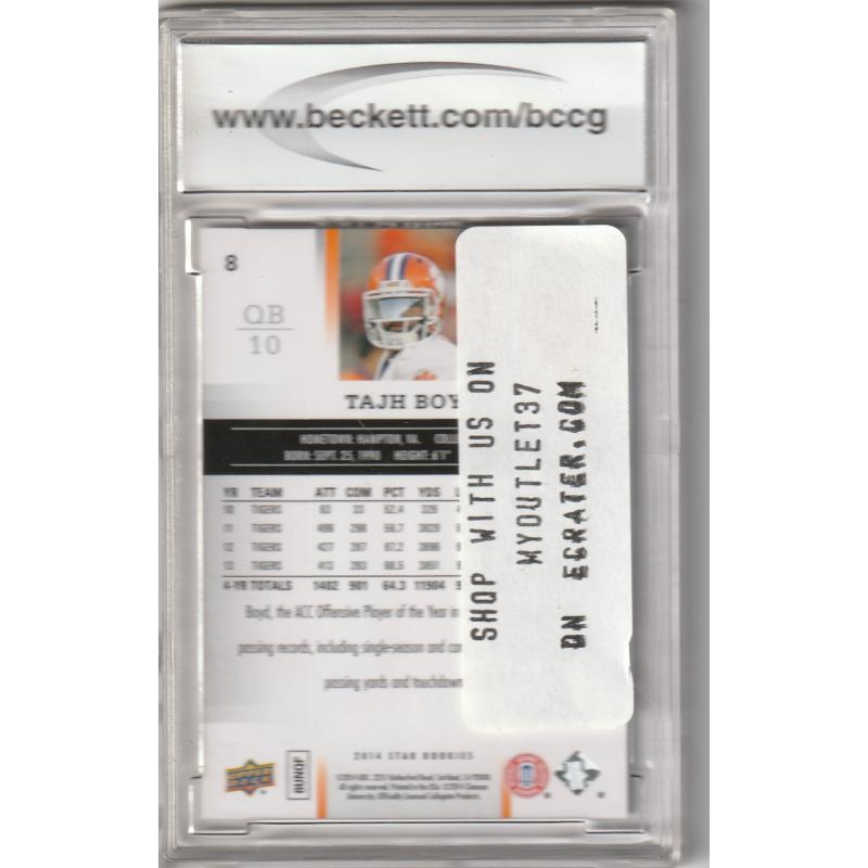 Tajh Boyd #8 - Graded Rookie - BCCG 10 MINT - 2014 UD Football Card