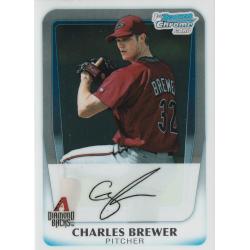 Charles Brewer #BCP12 - Diamond Backs 2011 Chrome Auto Baseball Trading Card