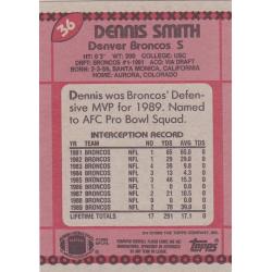 Dennis Smith #36 - Broncos 1990 Topps Football Trading Card