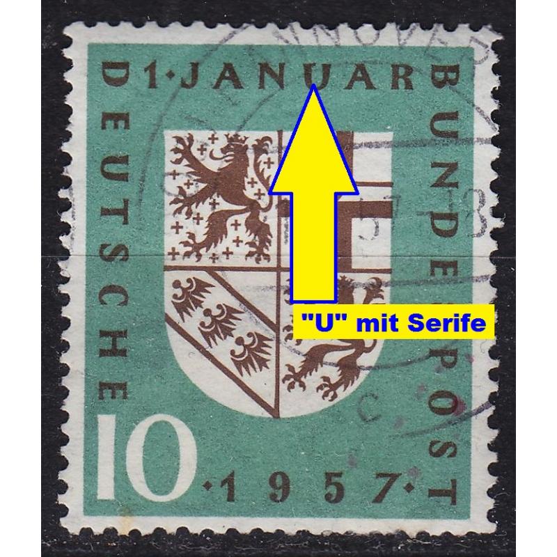 GERMANY BUND [1957] MiNr 0249 F04 II ( O/used ) [01] Plattenfehler