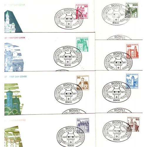 GERMANY BUND [1977] MiNr 0913-20 ( FDC ) Bauwerke