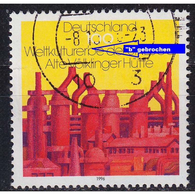 GERMANY BUND [1996] MiNr 1875 F6 ( O/used ) [01] Plattenfehler