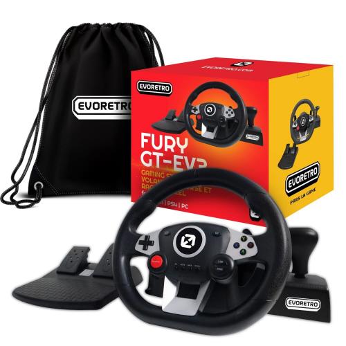 FURY GT-EV3 Racing Wheel and Pedals for PC, PS4, and Nintendo Switch Games