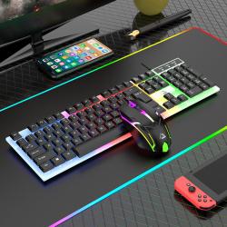 Computer Desktop Gaming Keyboard and Mouse Mechanical Feel Led Light Backlit USA