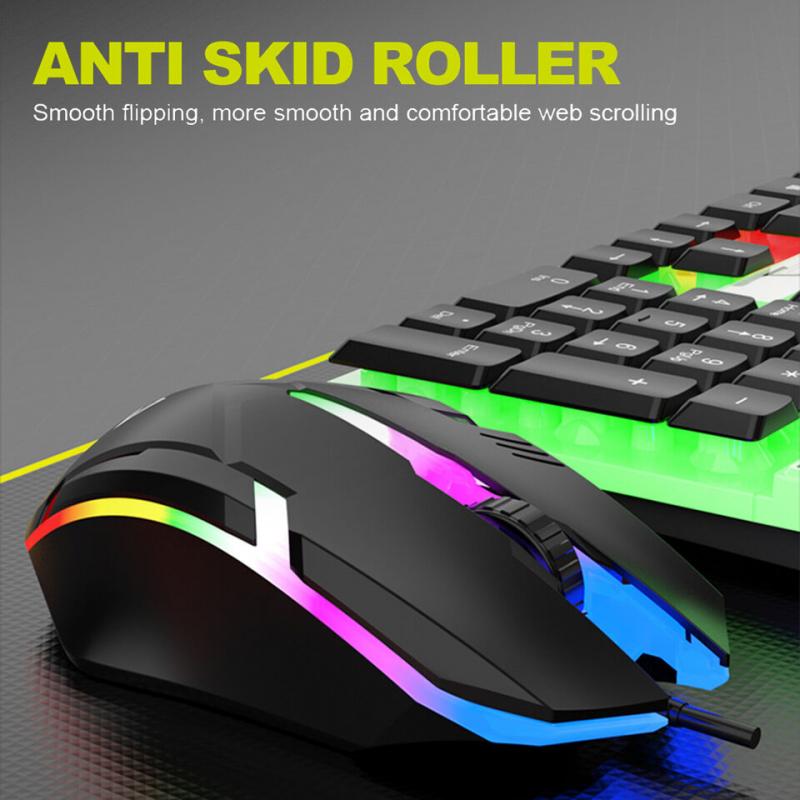 Computer Desktop Gaming Keyboard and Mouse Mechanical Feel Led Light Backlit USA