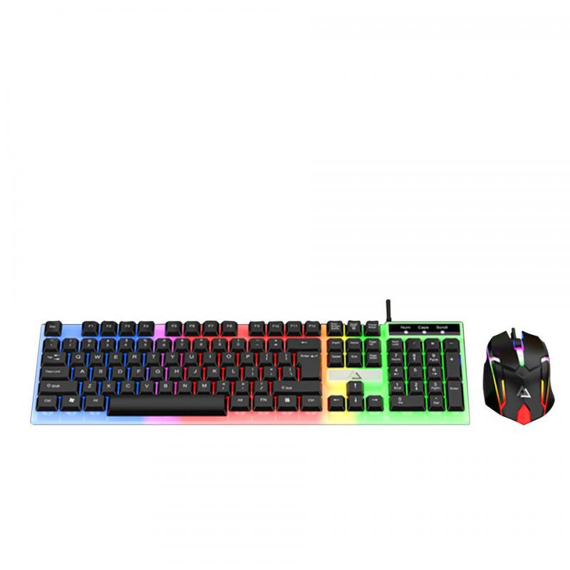 Computer Desktop Gaming Keyboard and Mouse Mechanical Feel Led Light Backlit USA