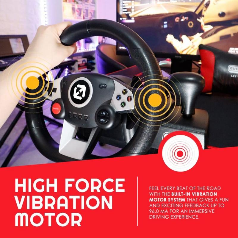 FURY GT-EV3 Racing Wheel and Pedals for PC, PS4, and Nintendo Switch Games