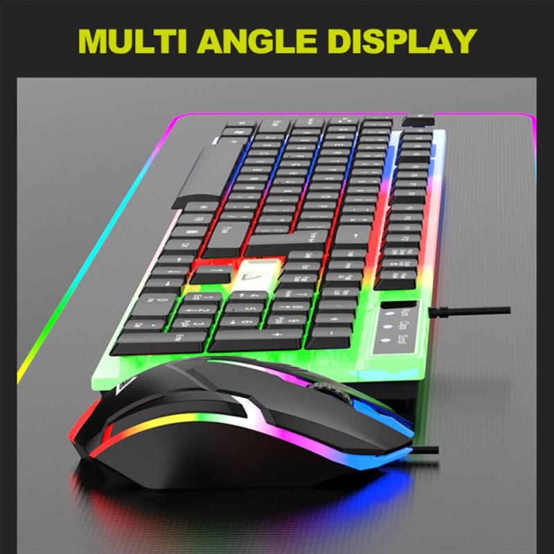 Computer Desktop Gaming Keyboard and Mouse Mechanical Feel Led Light Backlit USA